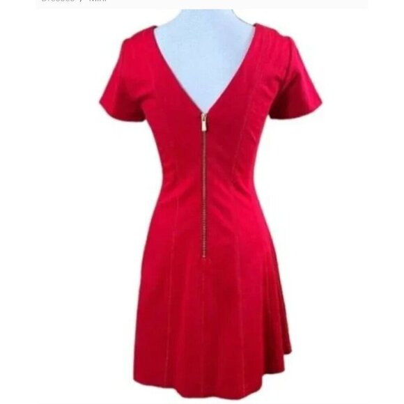 Banana Republic Knit Ponte Fit & Flare Short Sleeve Dress Low Back SZ 8 Party - Picture 3 of 9